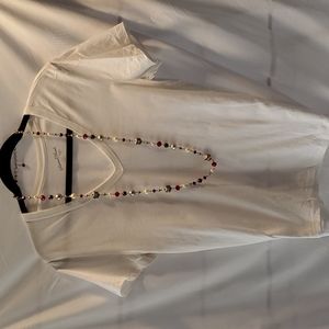 Premier Deisgns red/silver/pearl 36" l9ng necklace